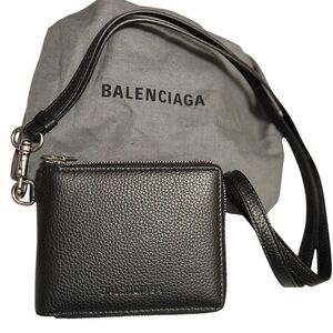 Balenciaga Cash Grained Calfskin Leather Zipped Wallet